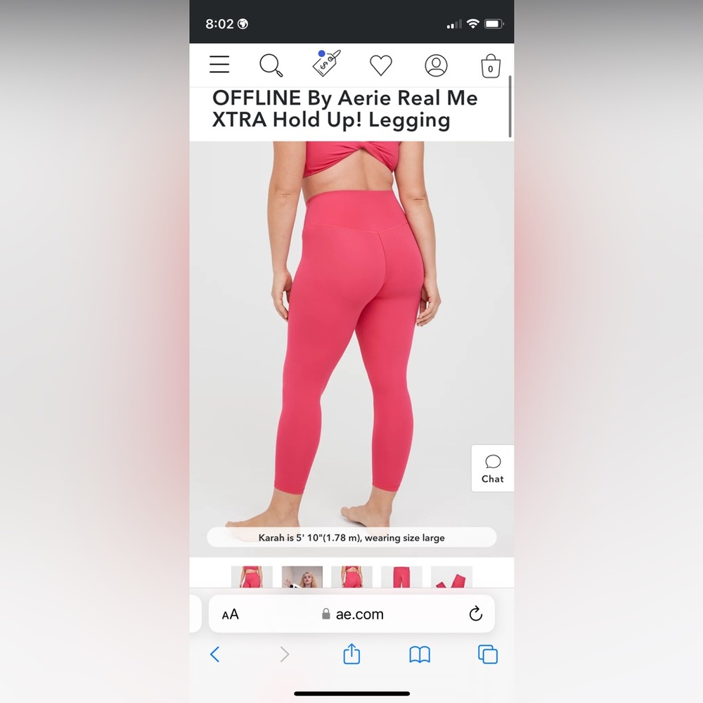 OFFLINE By Aerie Real Me XTRA Hold Up! Legging Size Medium Barbie Pink